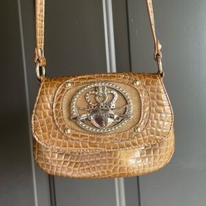 Kathy Van Zeeland Y2K Crocodile Embossed Crossbody Bag